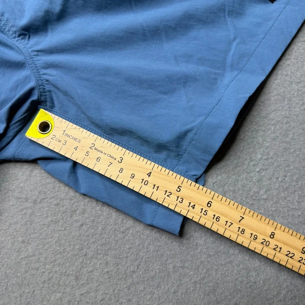 Patagonia Nine Trails Shorts Mens Medium Blue Grey Elastic Waist 6 Inch Inseam